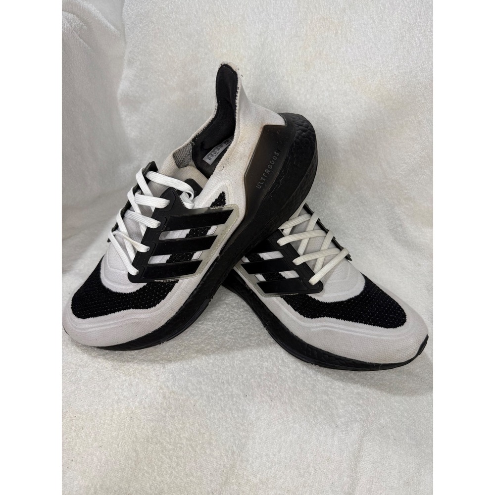 Adidas Ultraboost 21 Mens Running Shoes White Black S23708 Size 12
